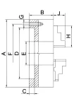 Centrerpatron 3-backad P03 ø630 mm stål DIN 6350