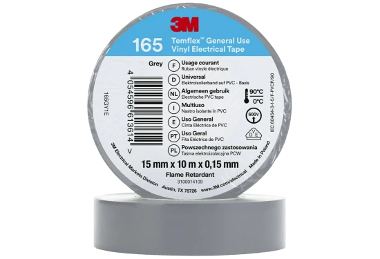 Temflex 165 el-vinyltape 15mm×10m grå