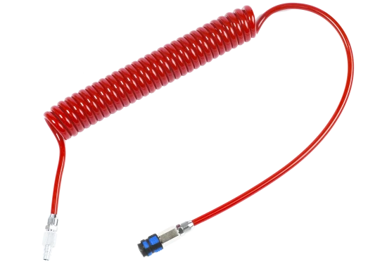 PUR spiralslange rød 8/12mm×10/8m, 1625 fittings